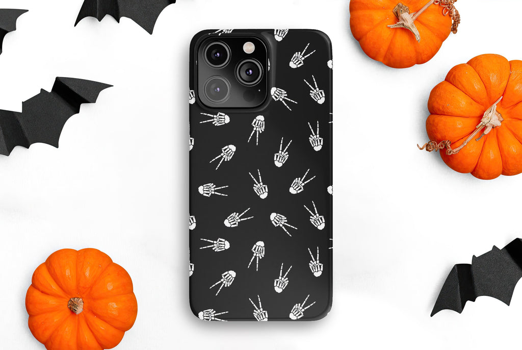 Halloween Skeleton iPhone Case 14 13 12 11 Pro XR, Spooky Cute Goth Hard Tough Protective Cover Case