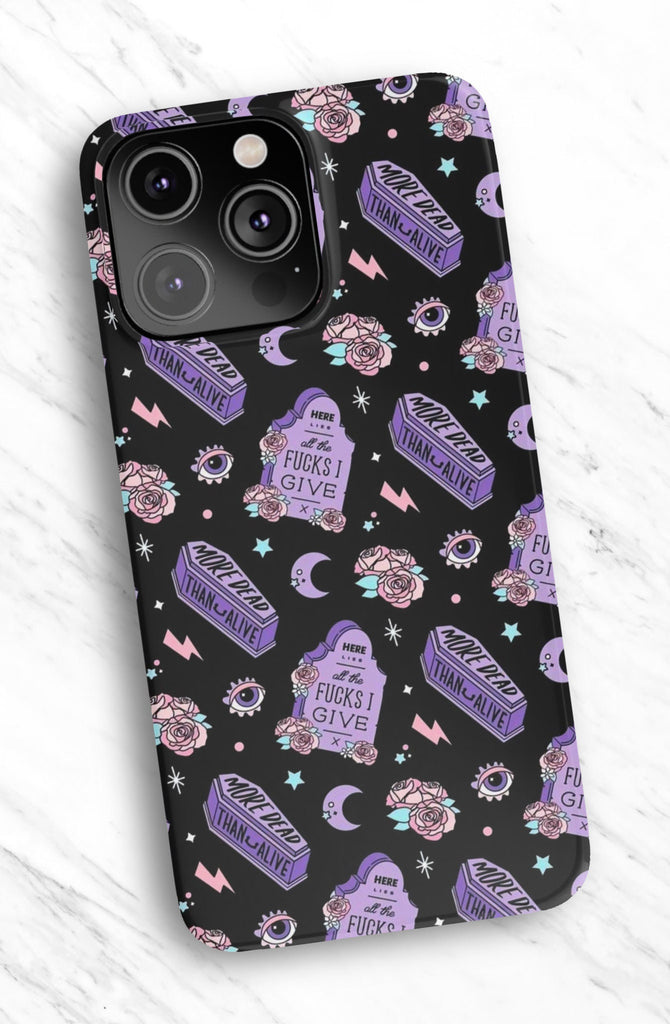 Halloween Graveyard iPhone Case 14 13 12 11 Pro XR, Funny Goth Spooky Hard Tough Protective Cover Case