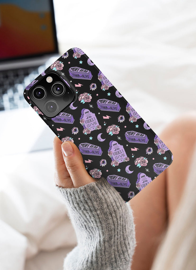 Halloween Graveyard iPhone Case 14 13 12 11 Pro XR, Funny Goth Spooky Hard Tough Protective Cover Case