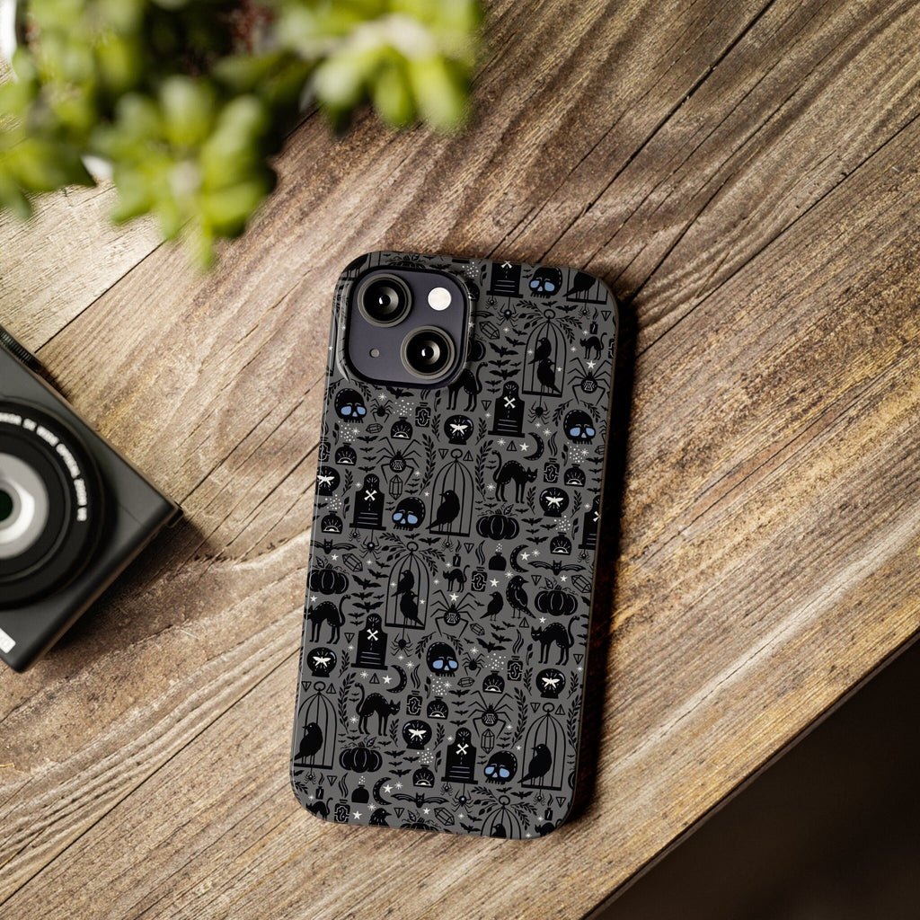 Halloween Spooky Season iPhone Case 14 13 12 11 Pro XR, Witchy Hard Tough Protective Cover Case