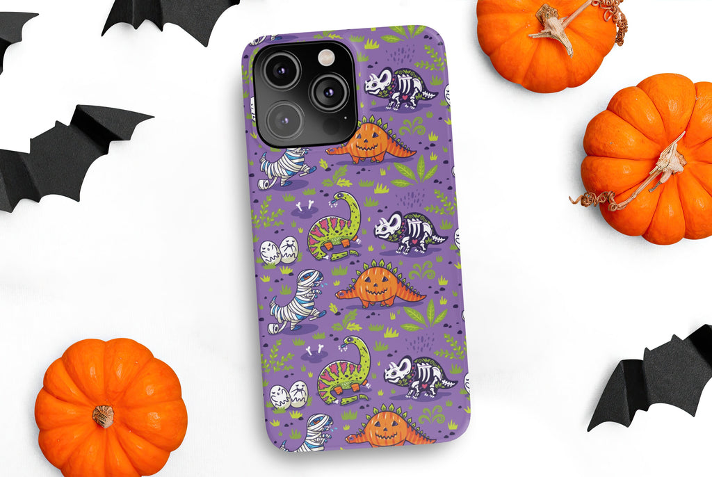Halloween Dinosaurs iPhone Case 14 13 12 11 Pro XR, Cute Dino Hard Tough Protective Cover Case