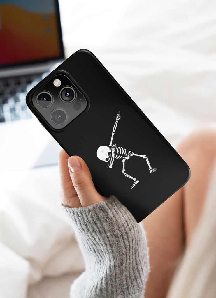 Halloween Skeleton iPhone Case 14 13 12 11 Pro XR, Spooky Cute Goth Hard Tough Protective Cover Case