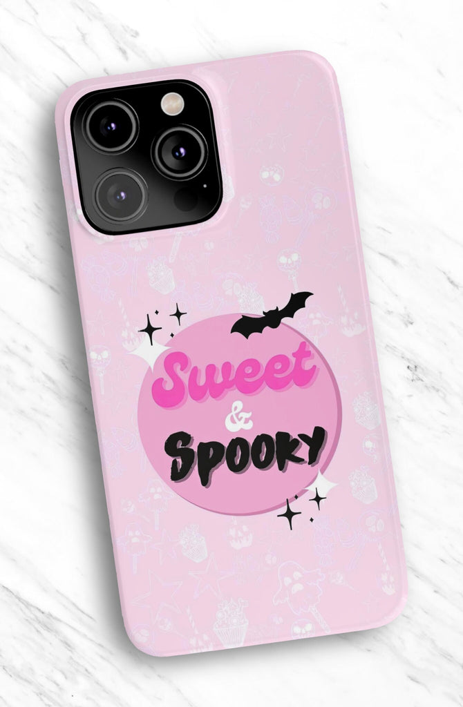 Halloween Sweet & Spooky iPhone Case 14 13 12 11 Pro XR, Cute Pink Halloween Candy Hard Tough Protective Cover Case