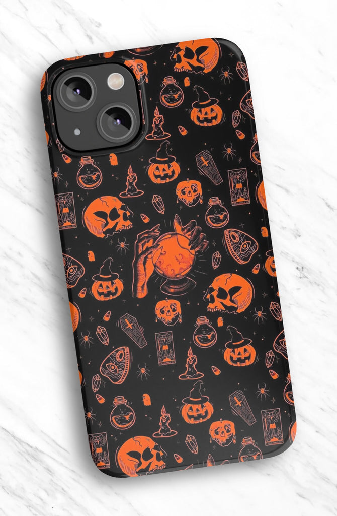 Halloween Witchy Spooky iPhone Case 14 13 12 11 Pro XR, Magic Wizard Hard Tough Protective Cover Case
