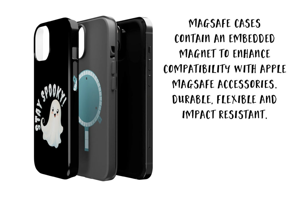 Stay Spooky Halloween Kawaii Ghost iPhone Case 14 13 12 11 Pro XR, Cute Hard Tough Protective Cover Case