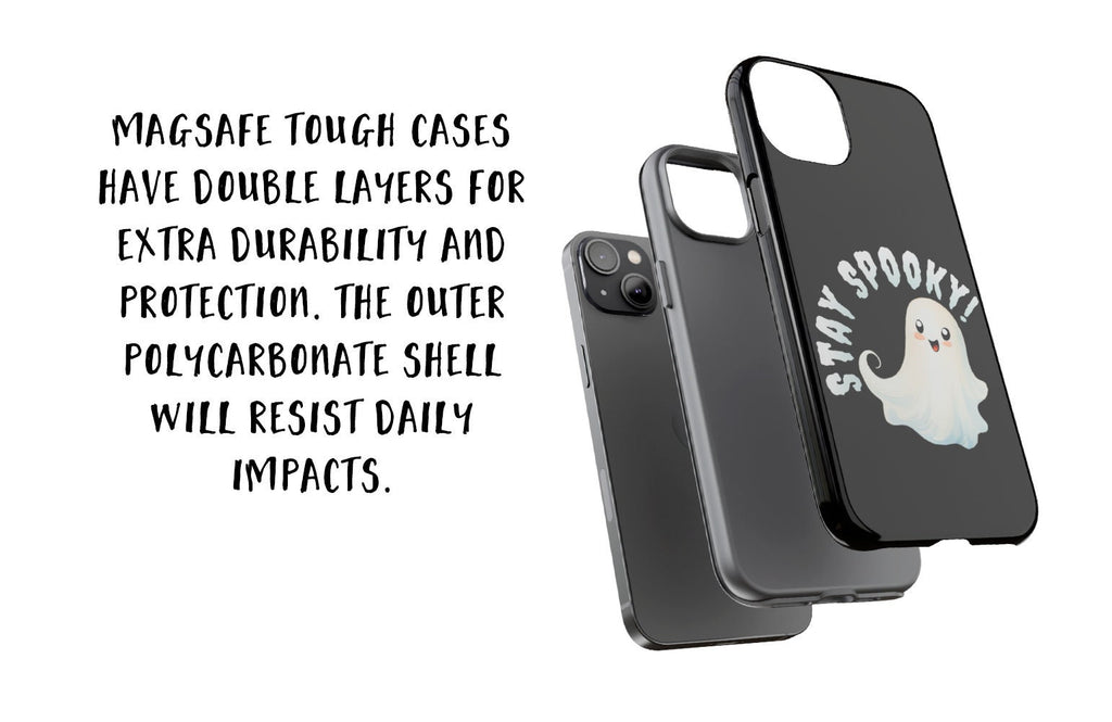 Stay Spooky Halloween Kawaii Ghost iPhone Case 14 13 12 11 Pro XR, Cute Hard Tough Protective Cover Case