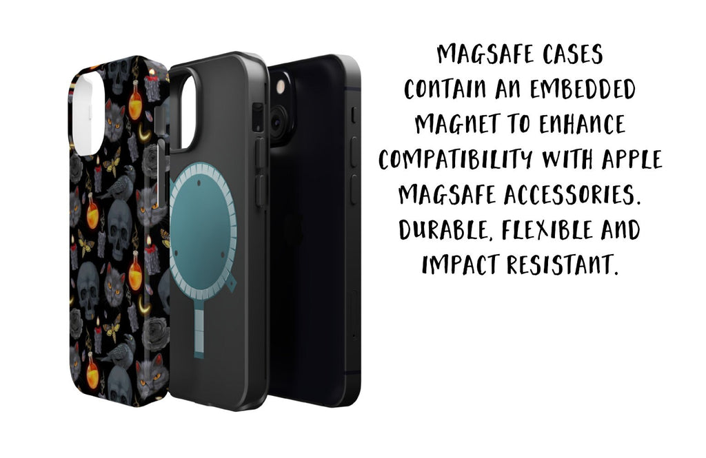 Halloween Witchy Spooky iPhone Case 14 13 12 11 Pro XR, Magic Wizard Hard Tough Protective Cover Case