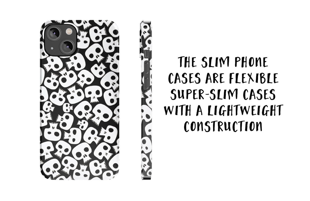 Halloween Spooky Skeleton Skulls iPhone Case 14 13 12 11 Pro XR, Seasonal Goth Hard Tough Cover