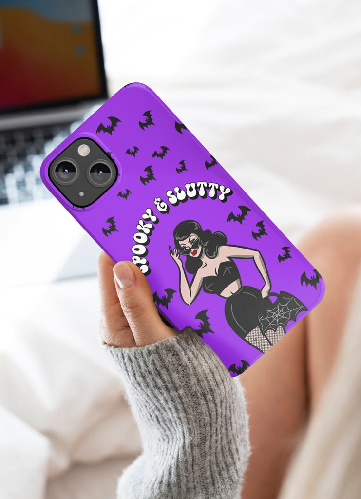 Halloween Witchy Goth Girl Spooky iPhone Case 14 13 12 11 Pro XR, Gothic Hard Tough Protective Cover Case