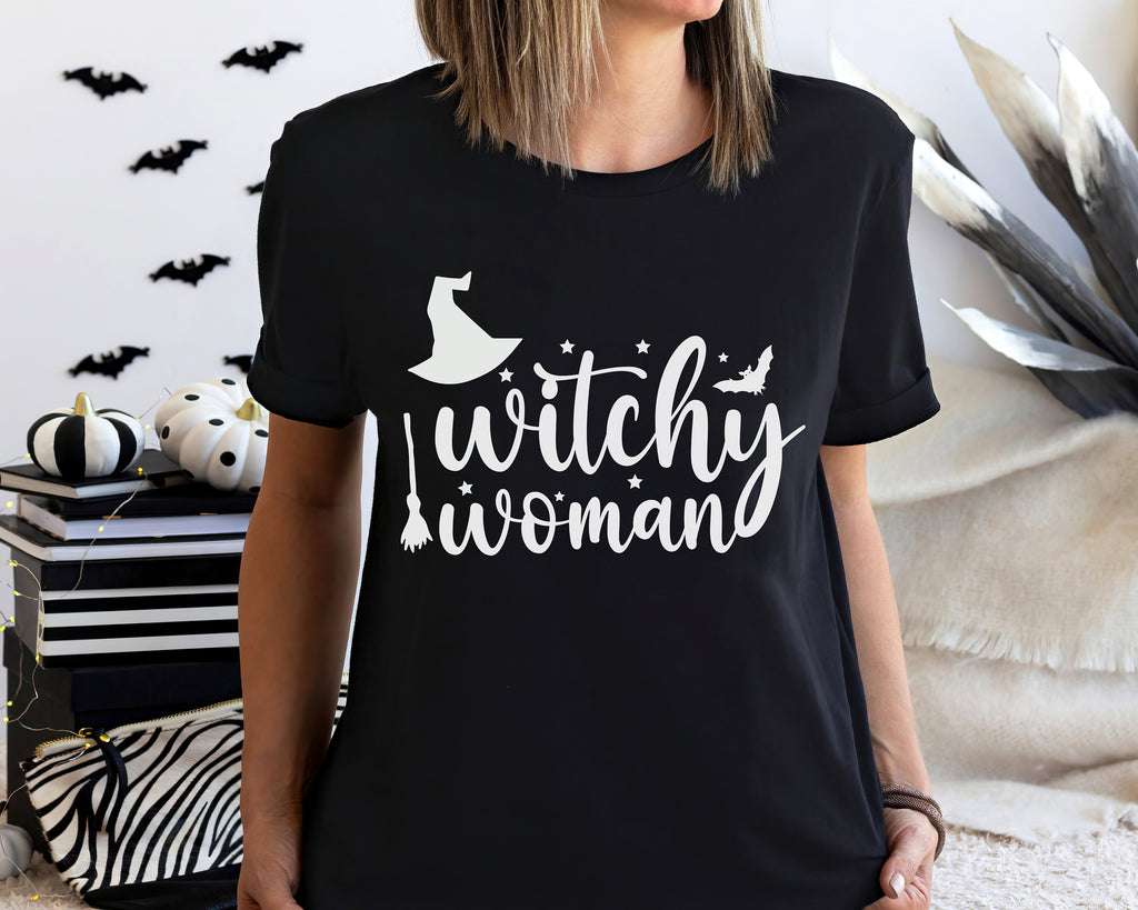 Witchy Halloween Shirt, Crewneck Sweatshirt Witch Sweater Costume, Spooky Cute T-shirt Graphic Tee