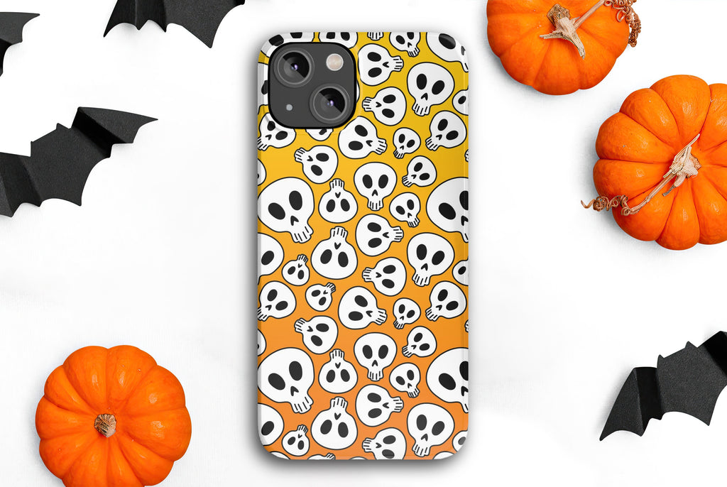 Halloween Spooky Skeleton Skulls iPhone Case 14 13 12 11 Pro XR, Seasonal Hard Tough Cover