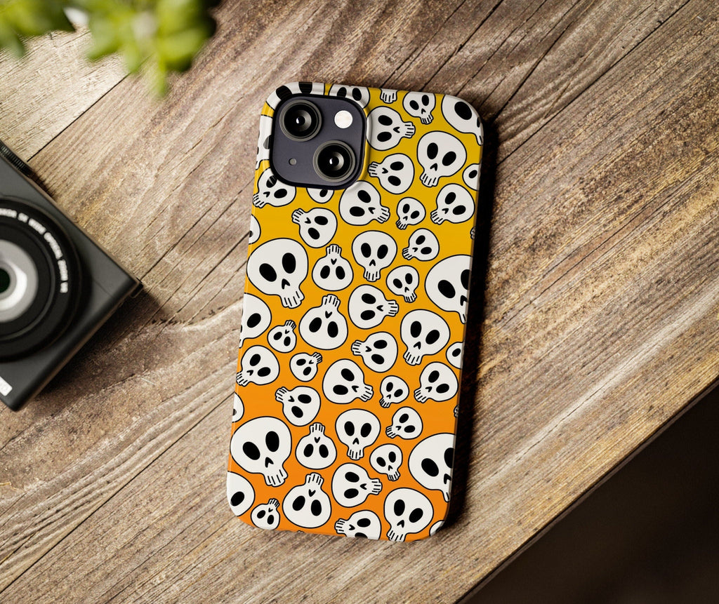 Halloween Spooky Skeleton Skulls iPhone Case 14 13 12 11 Pro XR, Seasonal Hard Tough Cover
