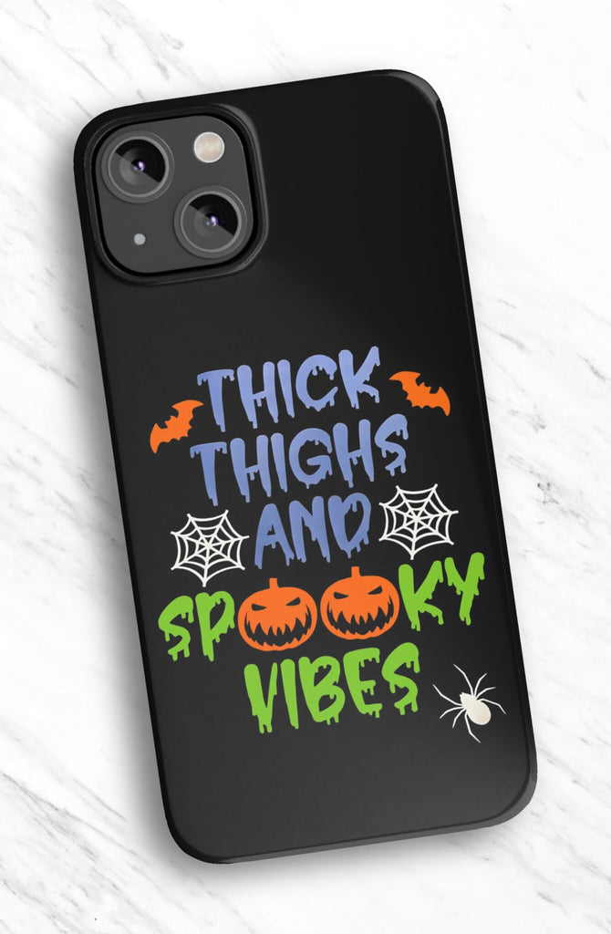Halloween Spooky Season iPhone Case 14 13 12 11 Pro XR, Thick Thighs and Spooky Vibes Protective Cover Case