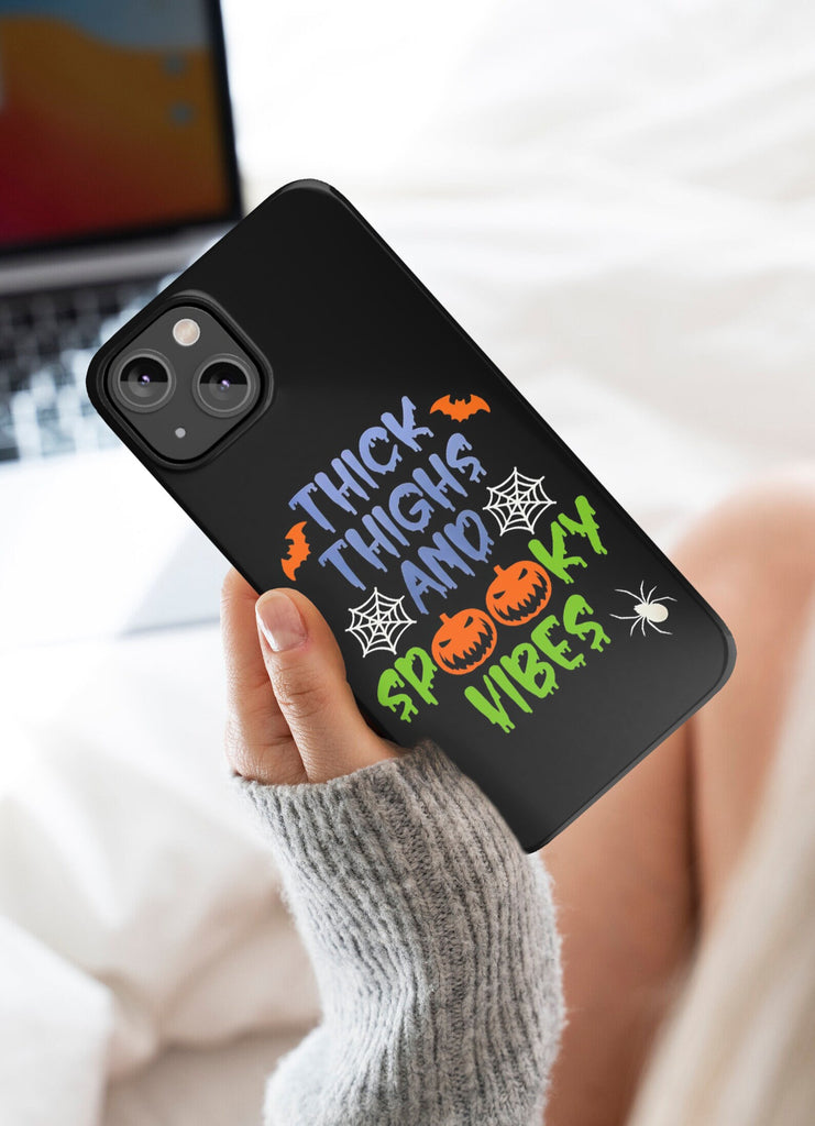 Halloween Spooky Season iPhone Case 14 13 12 11 Pro XR, Thick Thighs and Spooky Vibes Protective Cover Case