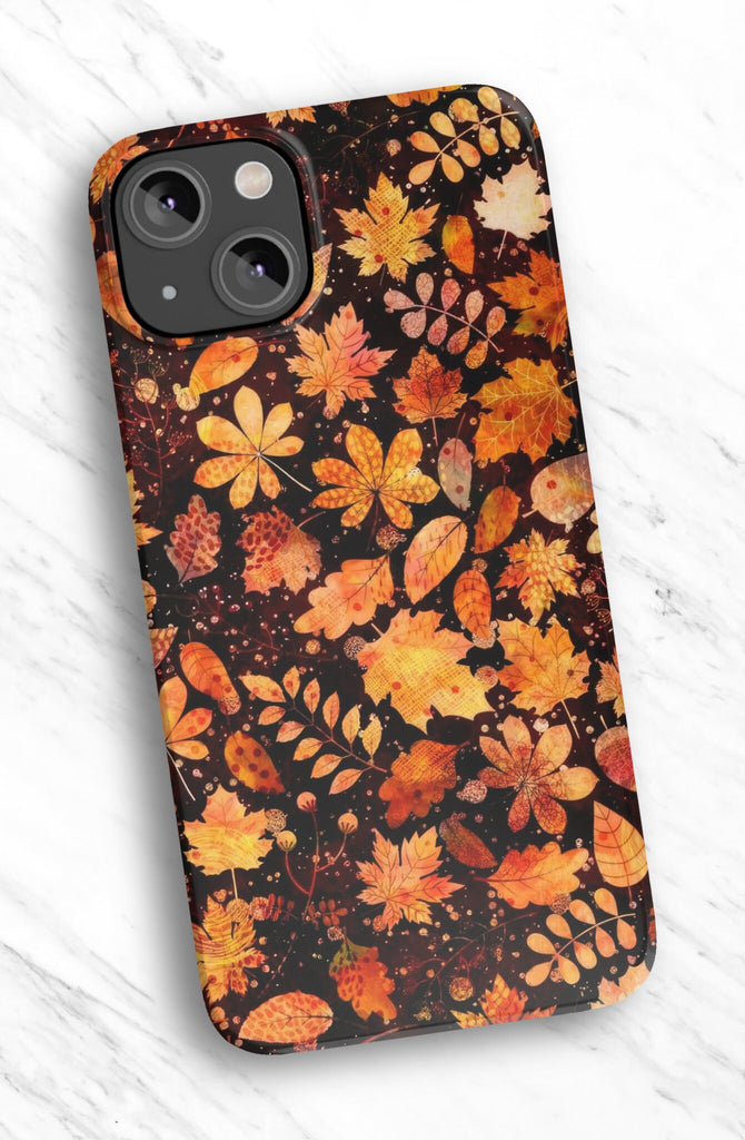 Floral Autumn Fall iPhone Case 14 13 12 11 Pro XR, Cute Fall Leaves Hard Tough Protective Cover Case