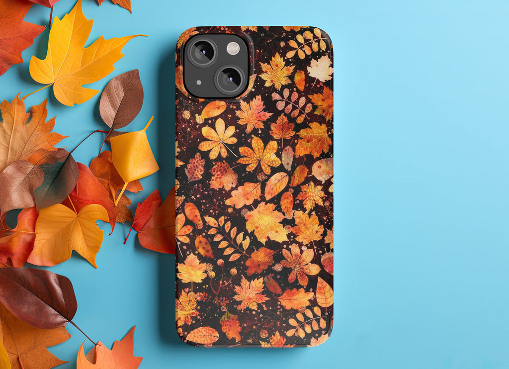 Floral Autumn Fall iPhone Case 14 13 12 11 Pro XR, Cute Fall Leaves Hard Tough Protective Cover Case