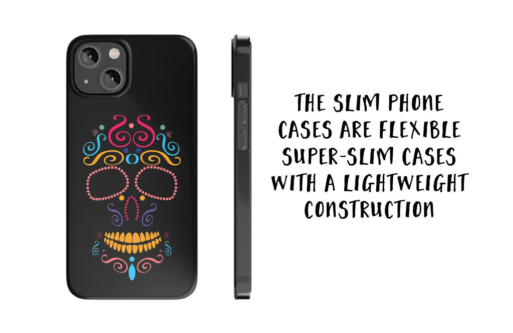 Day of the Dead Sugar Skull iPhone Case 14 13 12 11 Pro XR, Día de los Muertos Calavera Hard Tough Cover, Mexican Folk Art Gift