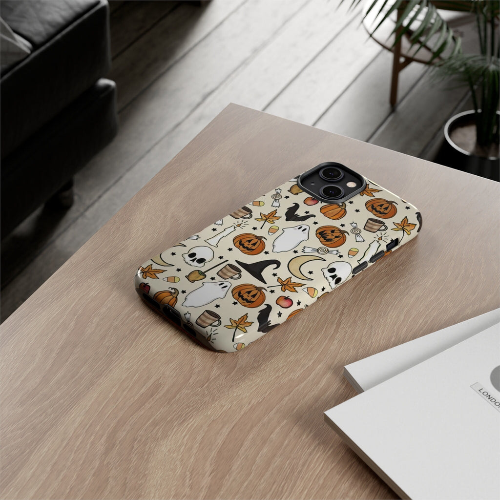 Halloween Spooky Season iPhone Case 14 13 12 11 Pro XR, Witchy Hard Tough Protective Cover Case