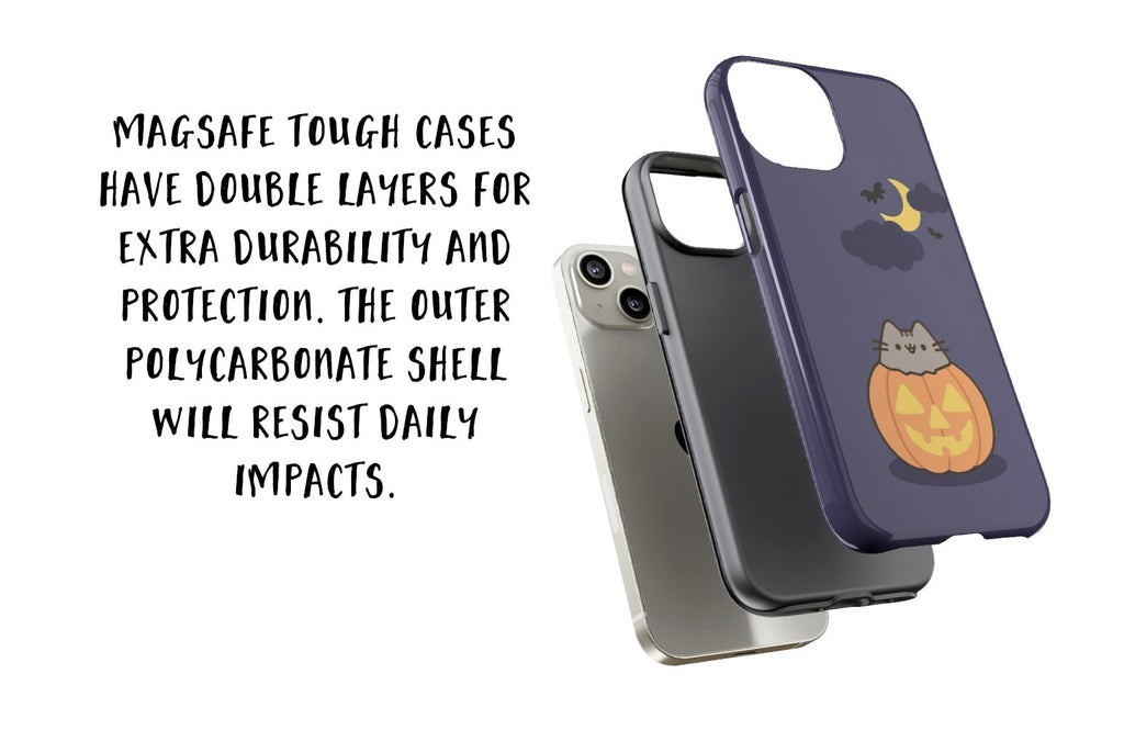 Halloween Kawaii Cat Pumpkin iPhone Case 14 13 12 11 Pro XR, Spooky Cute Hard Protective Cover Case