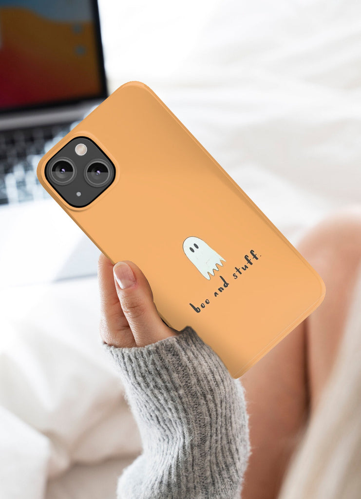 Halloween Ghost iPhone Case 14 13 12 11 Pro XR, Spooky Cute Kawaii Hard Tough Protective Cover Case