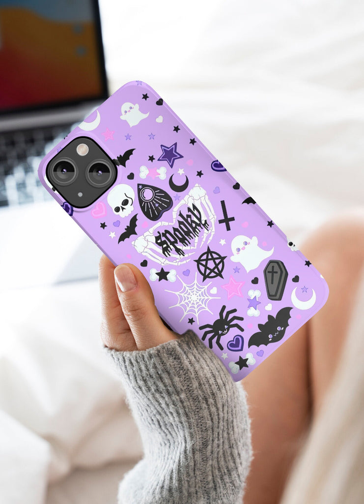 Halloween Witchy Spooky Cute iPhone Case 14 13 12 11 Pro XR, Gothic Hard Tough Protective Cover Case