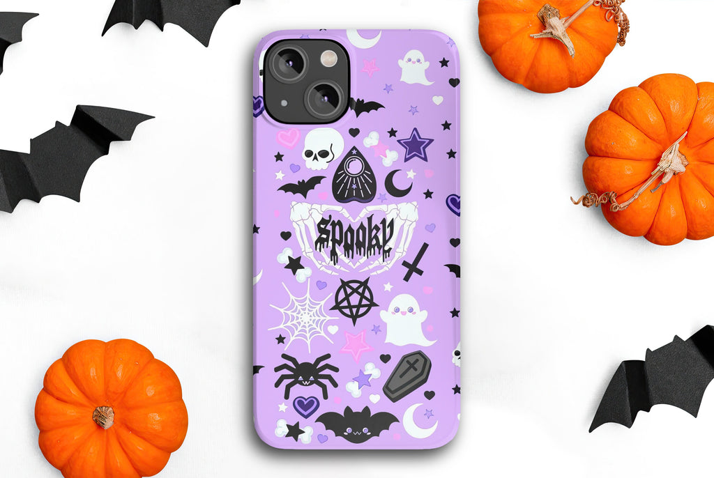 Halloween Witchy Spooky Cute iPhone Case 14 13 12 11 Pro XR, Gothic Hard Tough Protective Cover Case