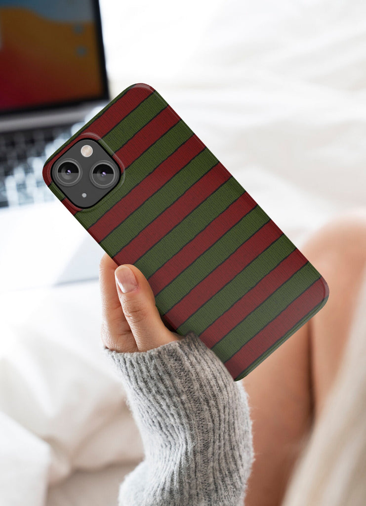 Freddy Krueger Ugly Sweater Horror iPhone Case 14 13 12 11 Pro XR, Nightmare on Elm Street Hard Cover, Funny Movie Gift