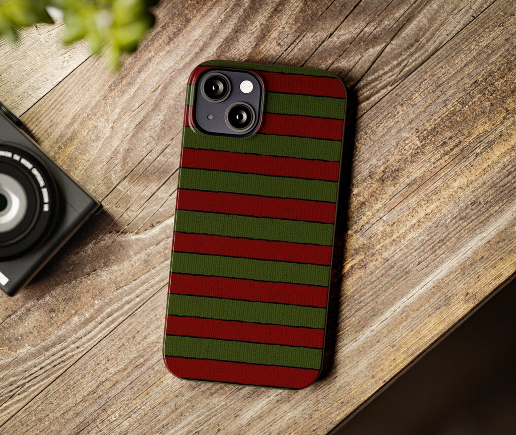Freddy Krueger Ugly Sweater Horror iPhone Case 14 13 12 11 Pro XR, Nightmare on Elm Street Hard Cover, Funny Movie Gift