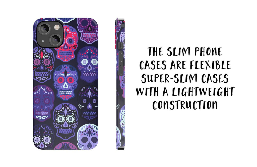 Day of the Dead Sugar Skull iPhone Case 14 13 12 11 Pro XR, Día de los Muertos Calavera Hard Tough Cover, Mexican Folk Art Gift