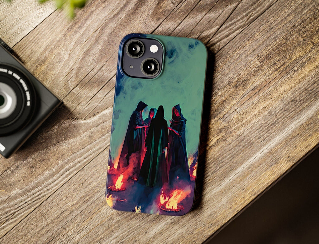 Witchy Salem Wiccan iPhone Case 14 13 12 11 Pro XR, Halloween Spooky Occult Magic Hard Protective Phone Cover