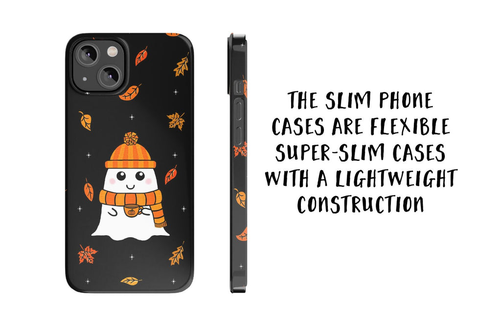 Halloween Kawaii Ghost iPhone Case 14 13 12 11 Pro XR, Cute Autumn Fall Hard Protective Cover Case