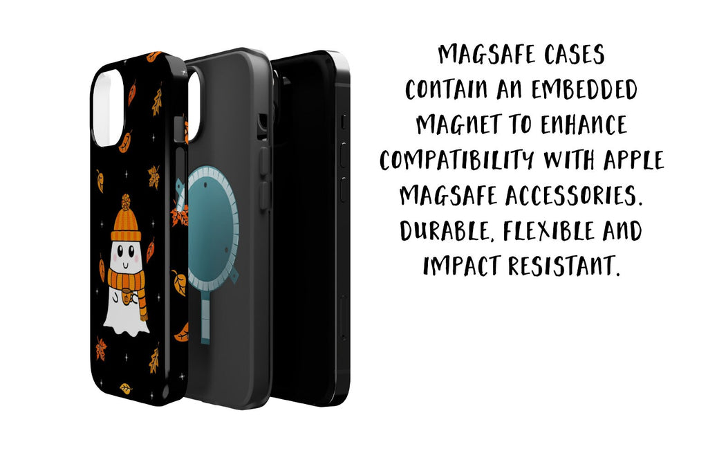 Halloween Kawaii Ghost iPhone Case 14 13 12 11 Pro XR, Cute Autumn Fall Hard Protective Cover Case