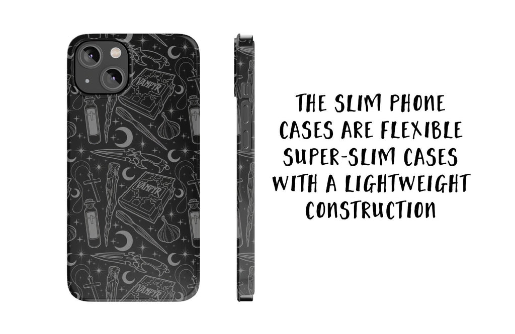 Vampire Slayer Horror iPhone Case 14 13 12 11 Pro XR, Gothic Supernatural Monster Movie Hard Cover