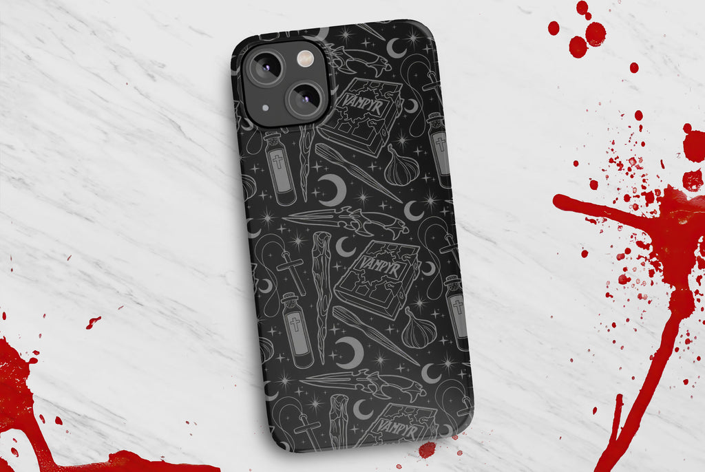 Vampire Slayer Horror iPhone Case 14 13 12 11 Pro XR, Gothic Supernatural Monster Movie Hard Cover