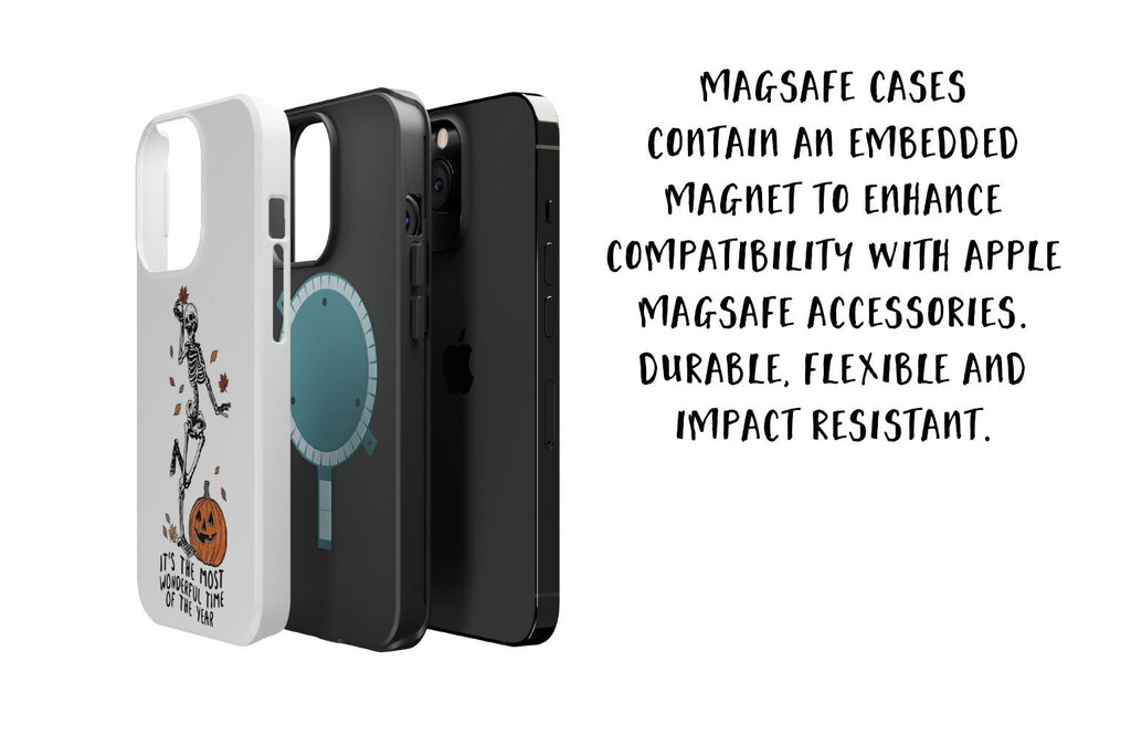 Halloween Spooky Skeleton iPhone Case 14 13 12 11 Pro XR, Fall Season Hard Tough Protective Cover Case
