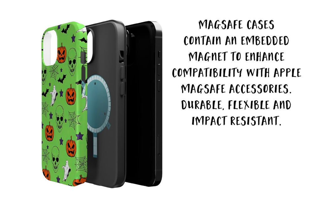 Halloween Spooky Season Green iPhone Case 14 13 12 11 Pro XR, Witchy Hard Tough Protective Cover Case
