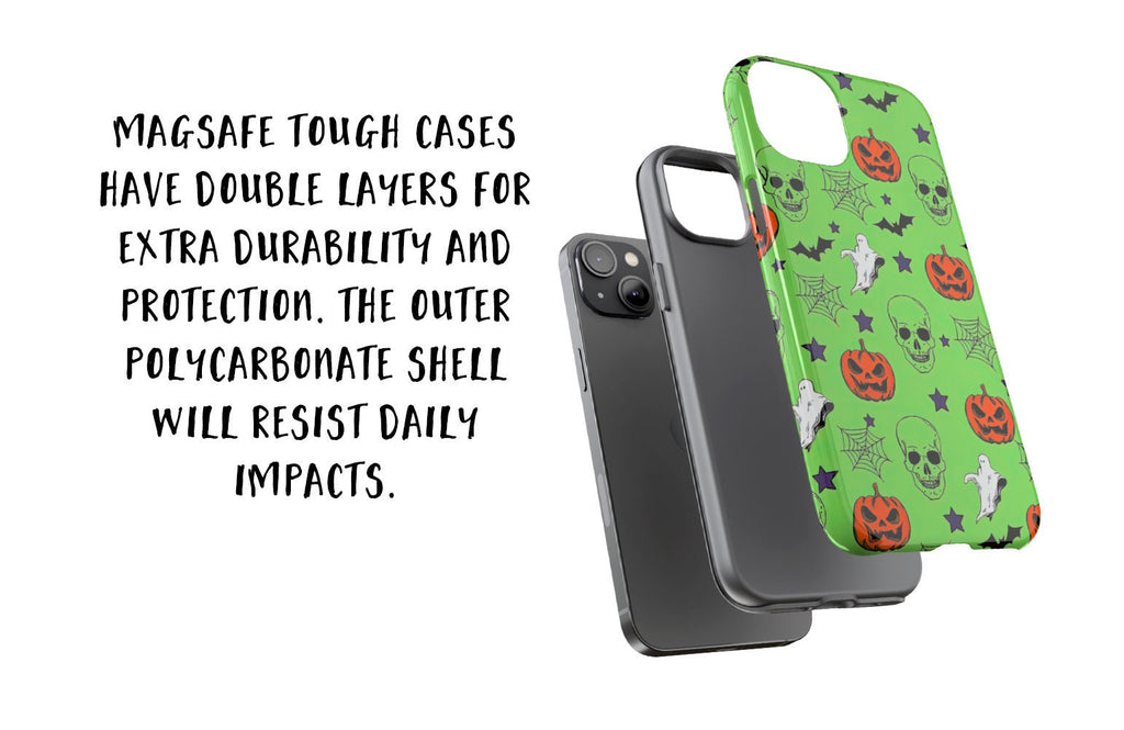 Halloween Spooky Season Green iPhone Case 14 13 12 11 Pro XR, Witchy Hard Tough Protective Cover Case