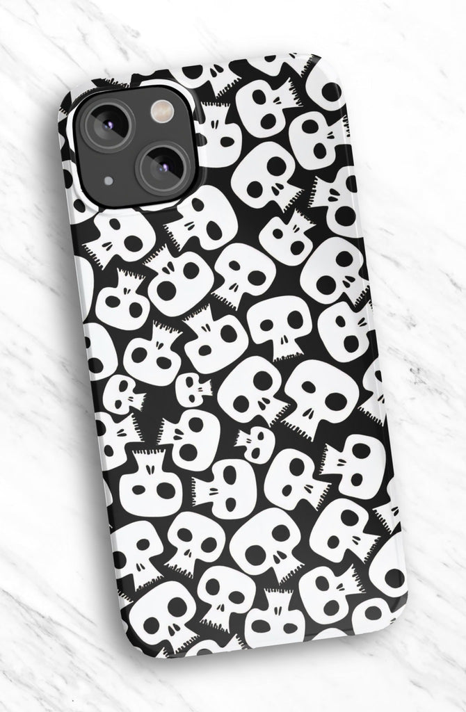 Halloween Spooky Skeleton Skulls iPhone Case 14 13 12 11 Pro XR, Seasonal Goth Hard Tough Cover