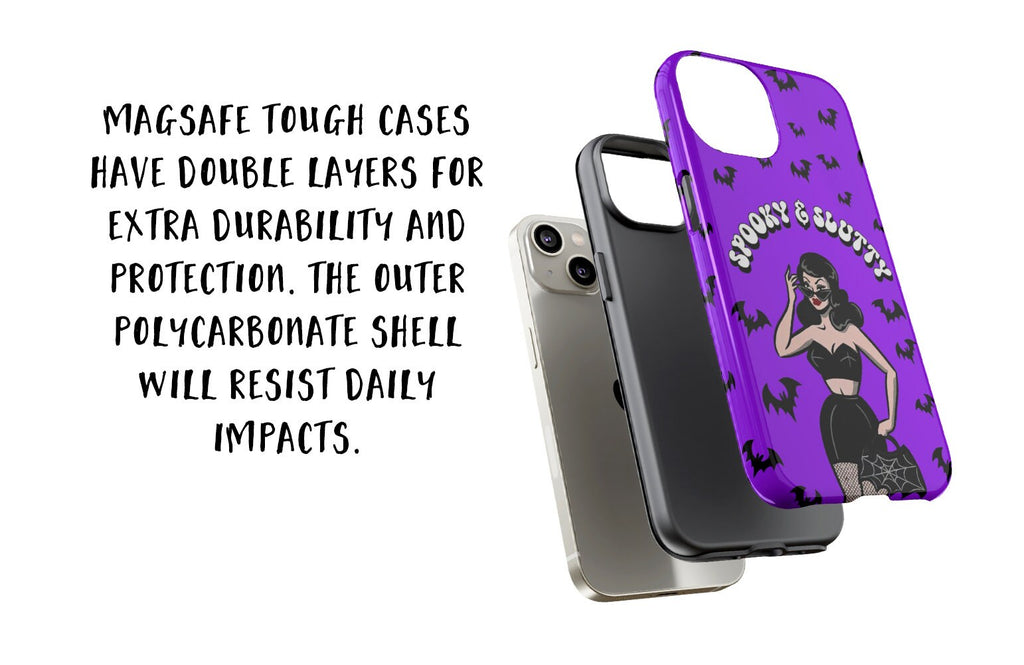 Halloween Witchy Goth Girl Spooky iPhone Case 14 13 12 11 Pro XR, Gothic Hard Tough Protective Cover Case