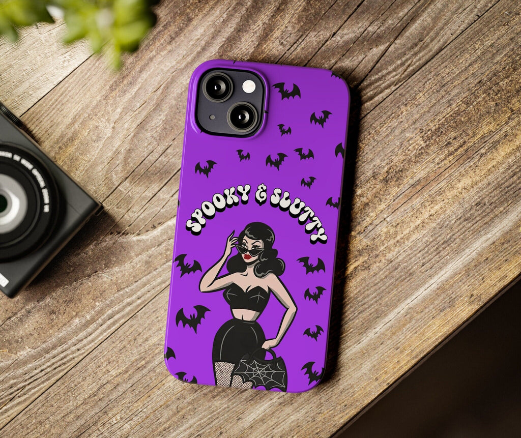 Halloween Witchy Goth Girl Spooky iPhone Case 14 13 12 11 Pro XR, Gothic Hard Tough Protective Cover Case