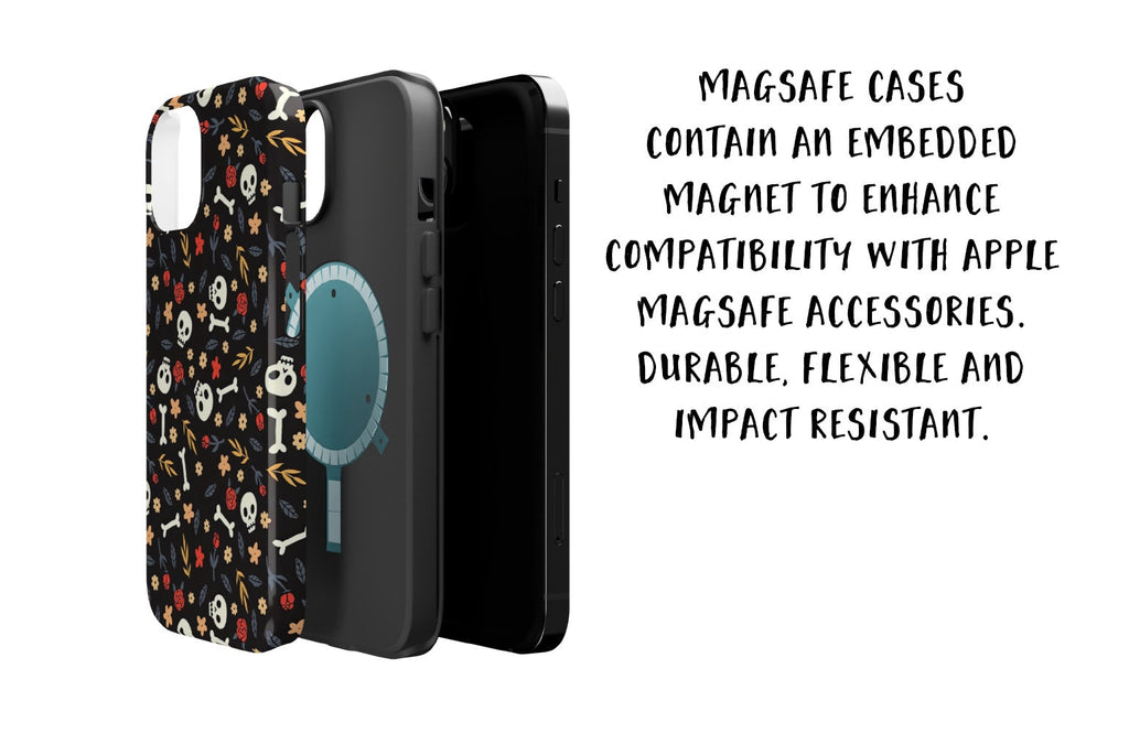 Halloween Spooky Season Floral iPhone Case 14 13 12 11 Pro XR, Witchy Hard Tough Protective Cover Case