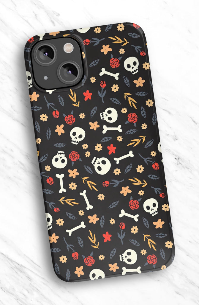 Halloween Spooky Season Floral iPhone Case 14 13 12 11 Pro XR, Witchy Hard Tough Protective Cover Case