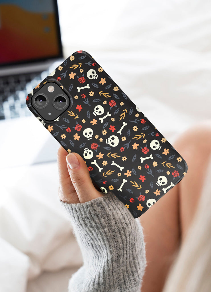 Halloween Spooky Season Floral iPhone Case 14 13 12 11 Pro XR, Witchy Hard Tough Protective Cover Case