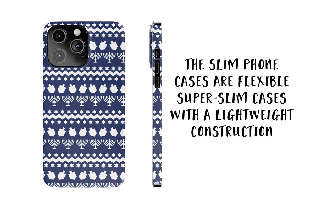 Jewish Hanukkah iPhone Case 14 13 12 11 Pro XR, Star of David Menorah Dreidel Protective Cover Case