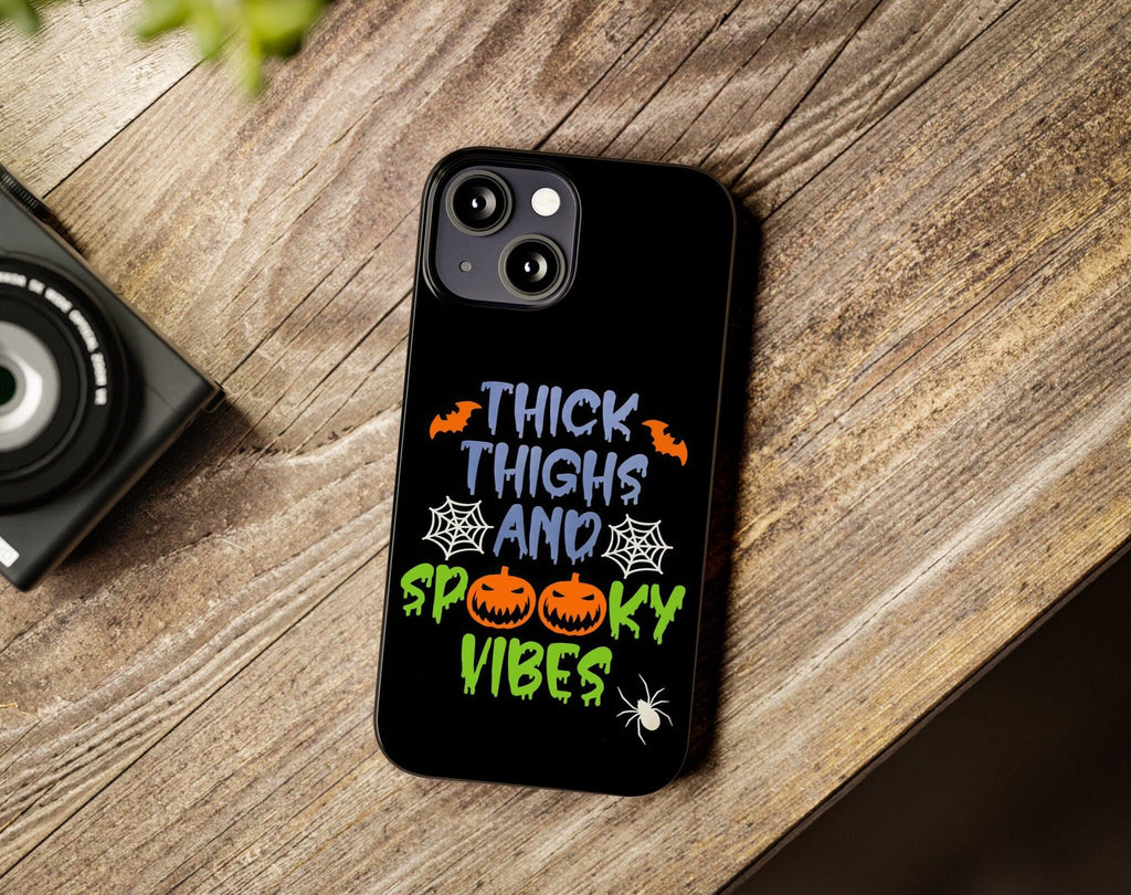 Halloween Spooky Season iPhone Case 14 13 12 11 Pro XR, Thick Thighs and Spooky Vibes Protective Cover Case