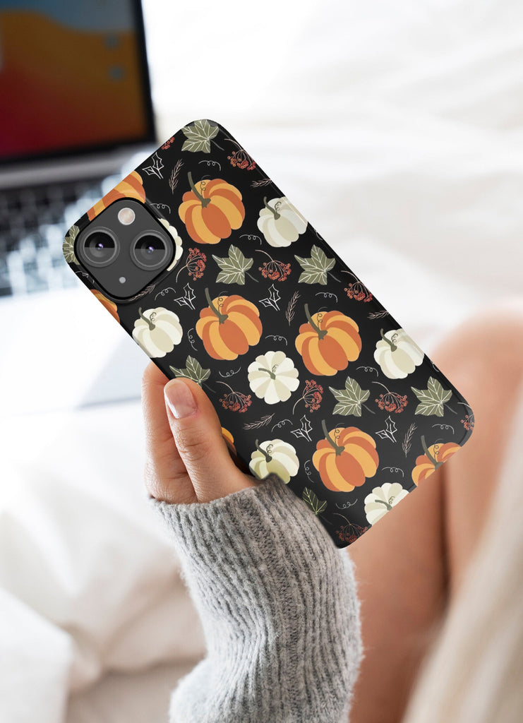 Halloween Pumpkins Phone Case, Autumn Fall iPhone 14 13 12 11 Pro XR Case, Seasonal iPhone Hard Tough Cover, Fall Lover Gift