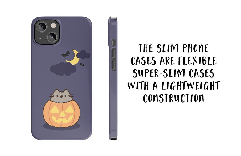 Halloween Kawaii Cat Pumpkin iPhone Case 14 13 12 11 Pro XR, Spooky Cute Hard Protective Cover Case