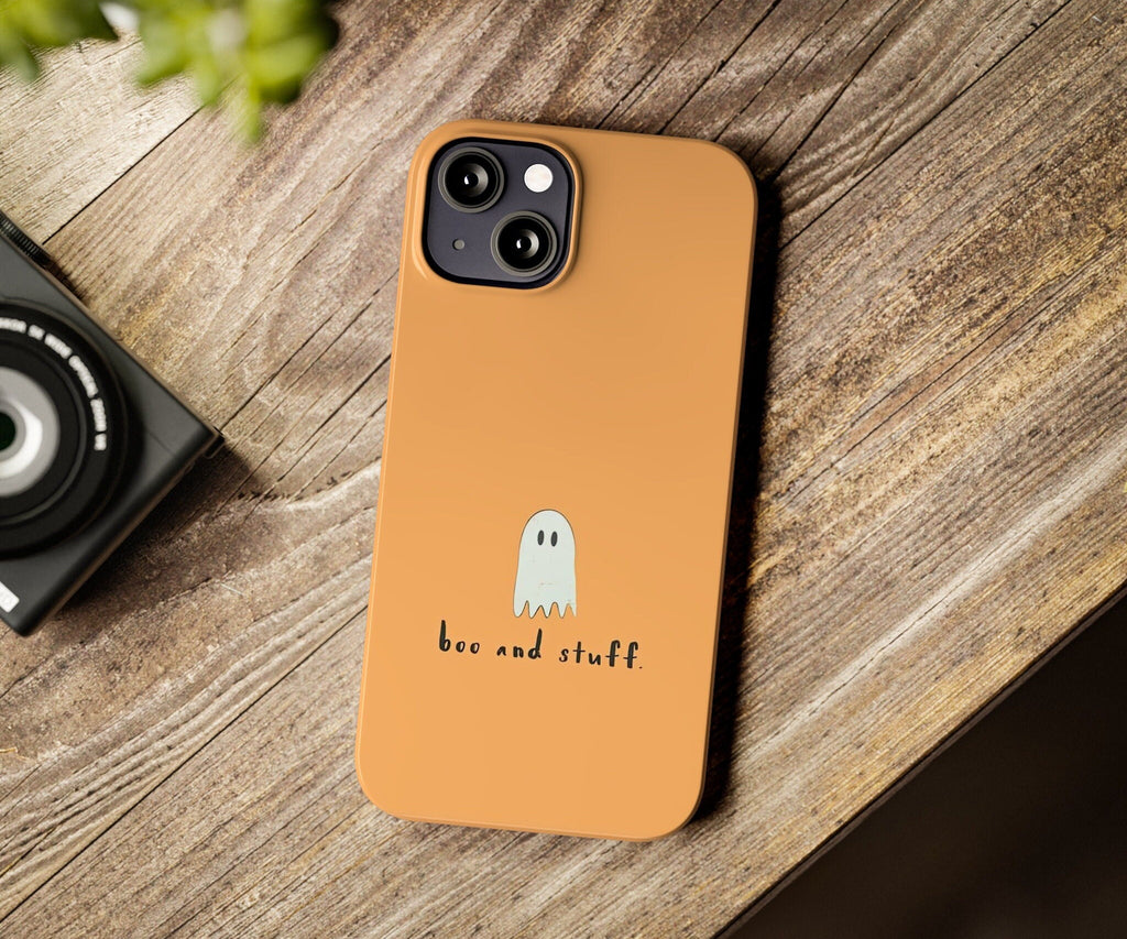 Halloween Ghost iPhone Case 14 13 12 11 Pro XR, Spooky Cute Kawaii Hard Tough Protective Cover Case