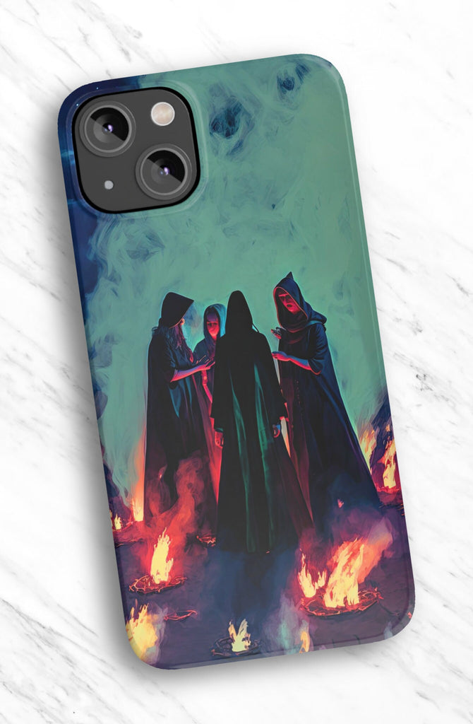 Witchy Salem Wiccan iPhone Case 14 13 12 11 Pro XR, Halloween Spooky Occult Magic Hard Protective Phone Cover