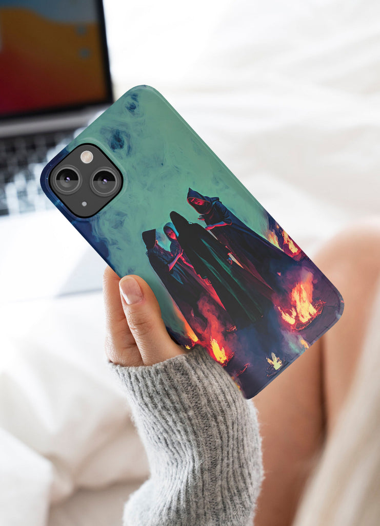 Witchy Salem Wiccan iPhone Case 14 13 12 11 Pro XR, Halloween Spooky Occult Magic Hard Protective Phone Cover